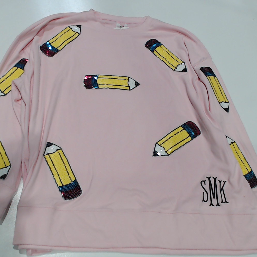 BLOOPER CLOTHING: Monogrammed Sequin Teacher Sweatshirt