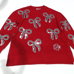 BLOOPER CLOTHING: Monogrammed Sequin Bow Sweatshirt