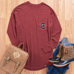 burgundy usc long sleeve shirt ootd