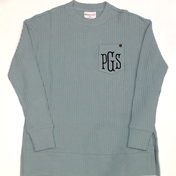 BLOOPER CLOTHING: Monogrammed Waffle Crewneck Sweatshirt