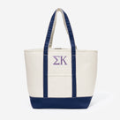 Sigma Kappa Large Canvas Tote | Ivory/Navy