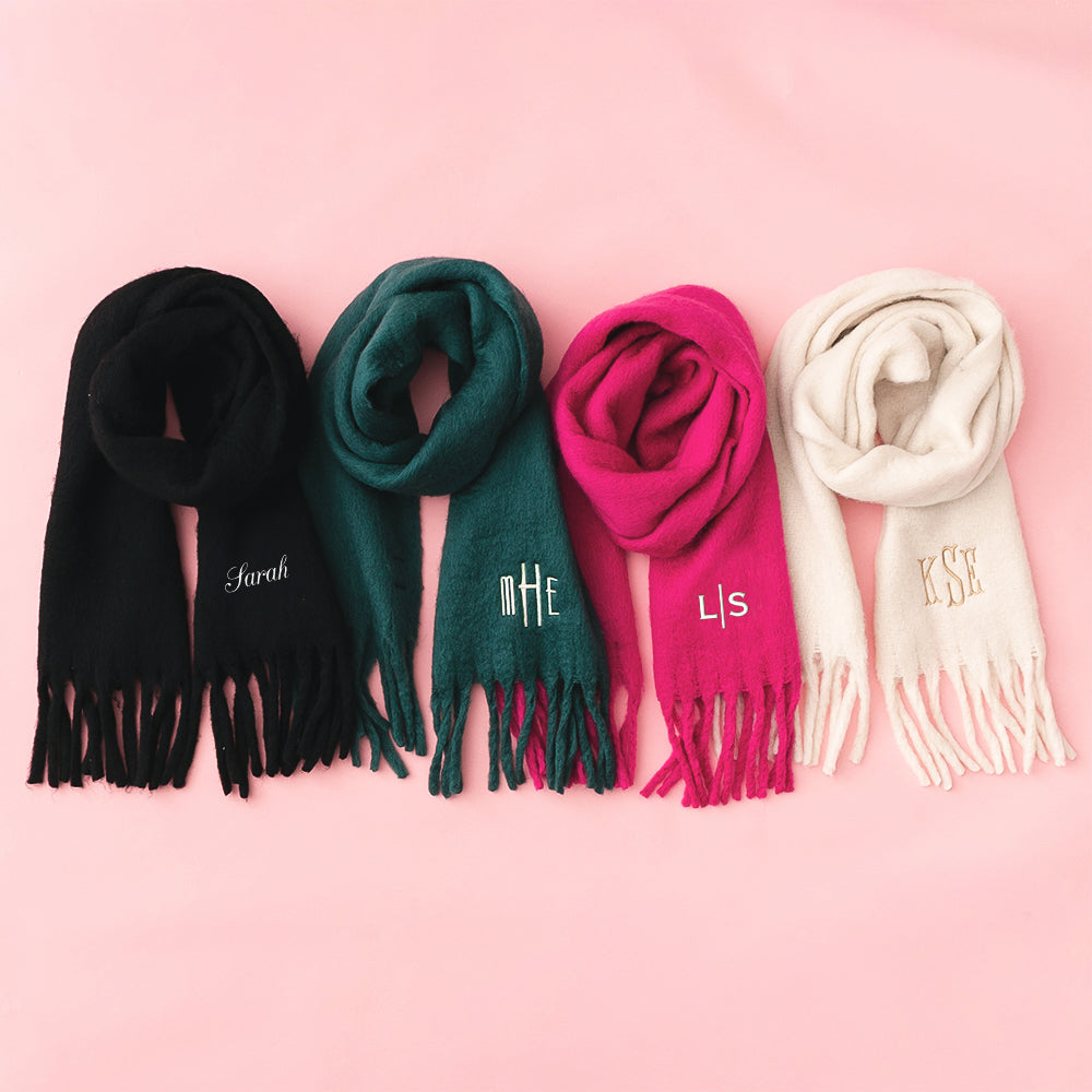 multi oversized scarves flatlay