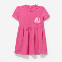 monogrammed kids t shirt dress in hot pink