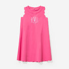 Monogrammed Girls Scallop Dress | Hot Pink