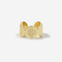 Monogrammed Cuff Ring in Gold
