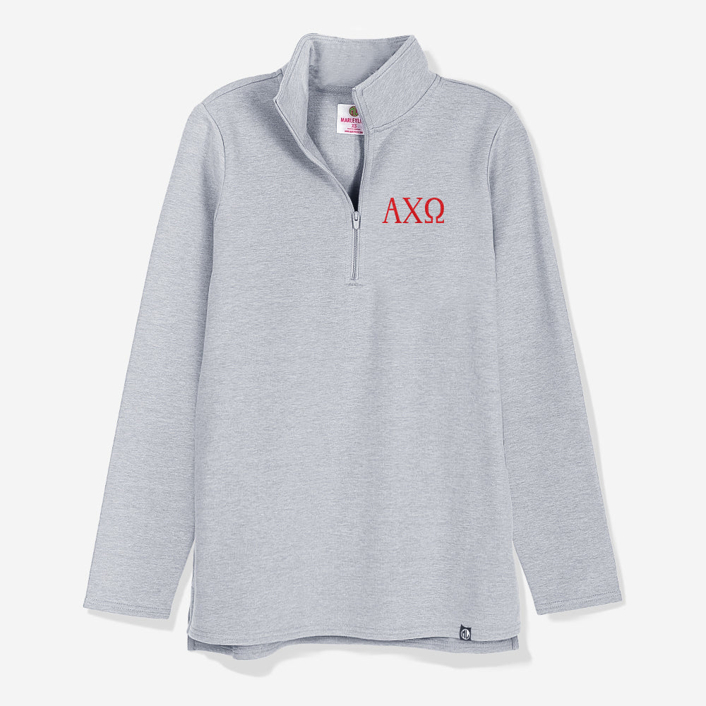 Alpha Chi Omega Pullover Sweatshirt in Heather Gray | Sorority Quarter Zip