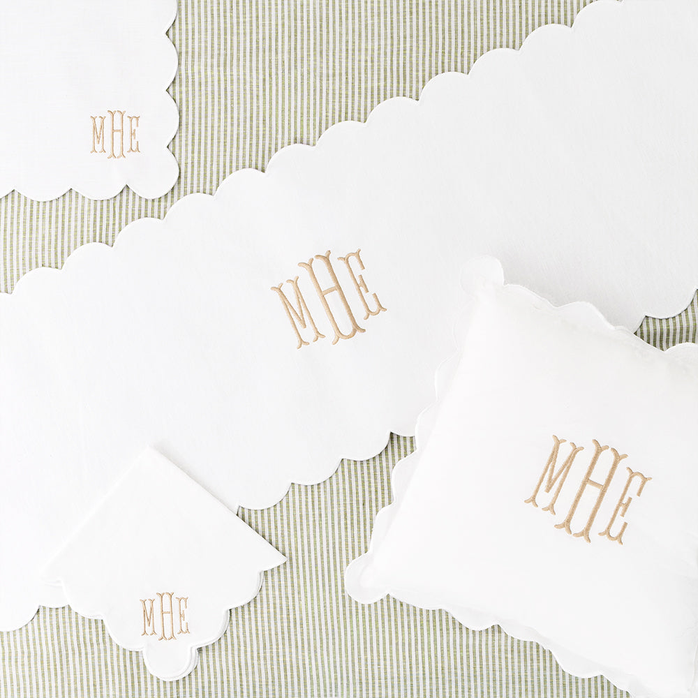 white scalloped pillow sham with white scalloped collection