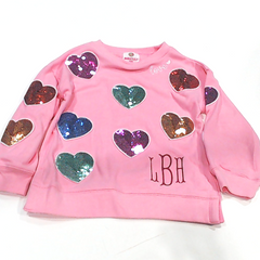 BLOOPER KIDS: Monogrammed Kids Sequin Hearts Sweatshirt