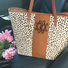 spotted leopard tote bag in car