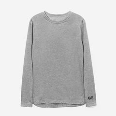 monogrammed long sleeve crewneck shirt in gray
