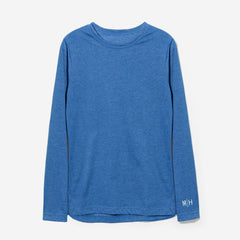 monogrammed long sleeve crewneck shirt in royal blue