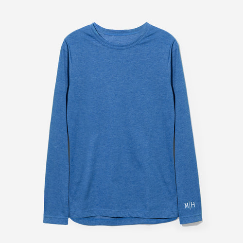 monogrammed long sleeve crewneck shirt in royal blue