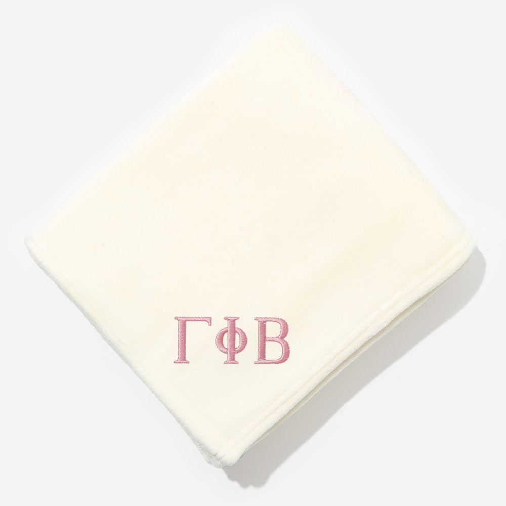 Gamma Phi Beta Plush Blanket in Ivory