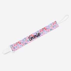 personalized paci clip in coral floral
