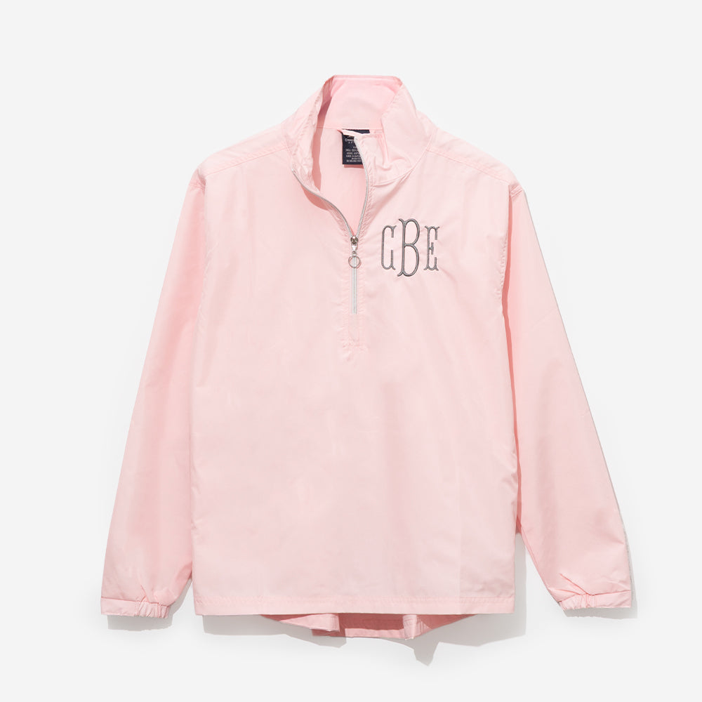 Monogrammed Windbreaker Pullover in Blush