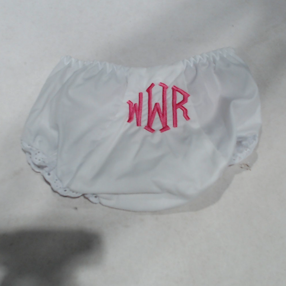 BLOOPER KIDS: Monogrammed White Eyelet Baby Bloomers