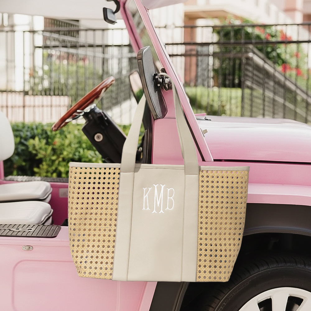 Personalized Straw Caning Tote | Marleylilly