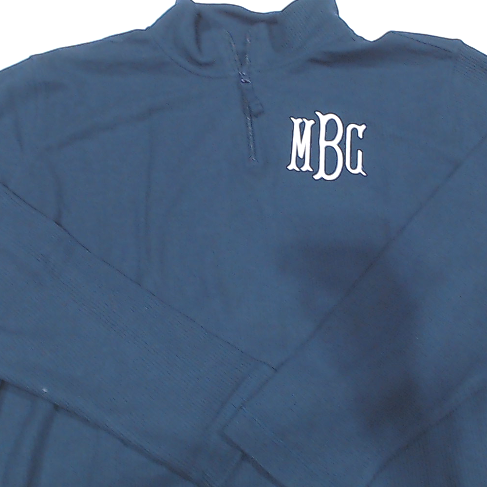 BLOOPER CLOTHING: Monogrammed Lightweight Waffle Quarter Zip Pullover