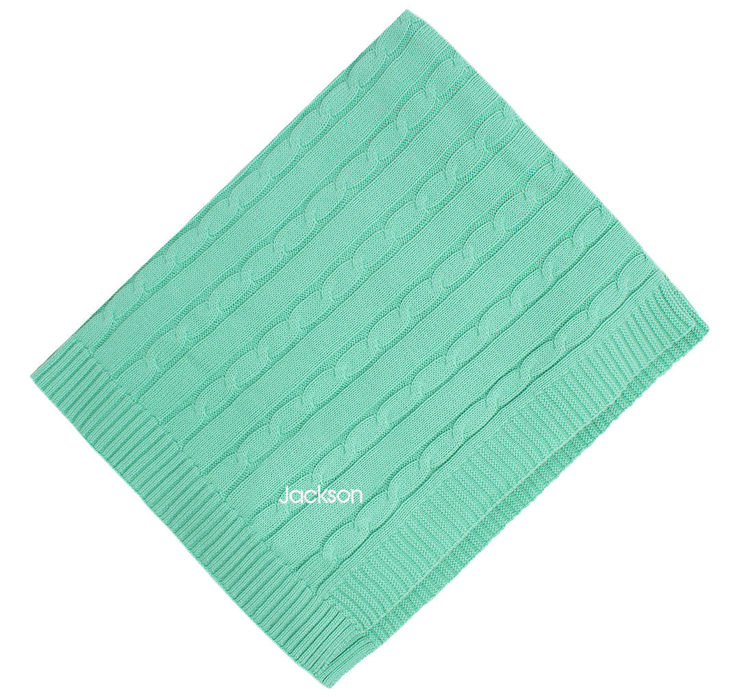 mint monogrammed baby blanket