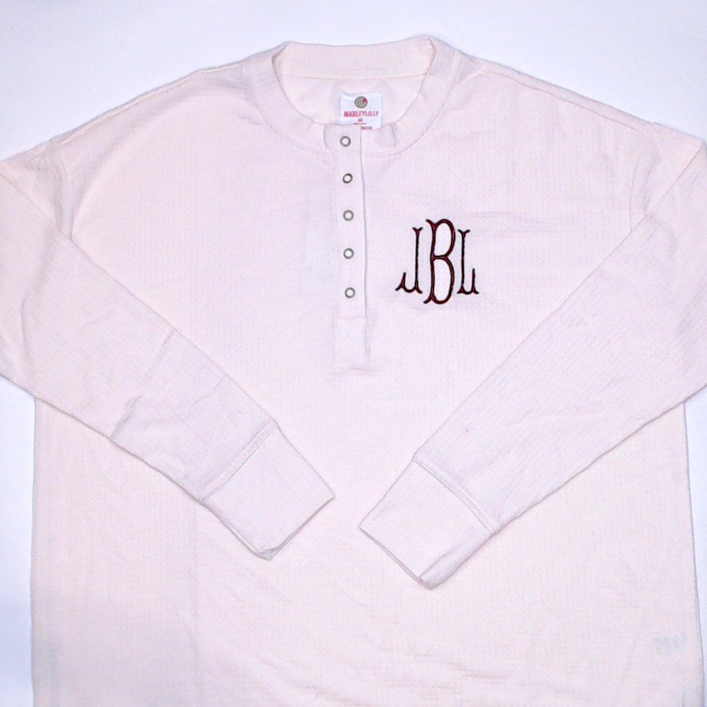 BLOOPER CLOTHING: Monogrammed Waffle Henley Tunic