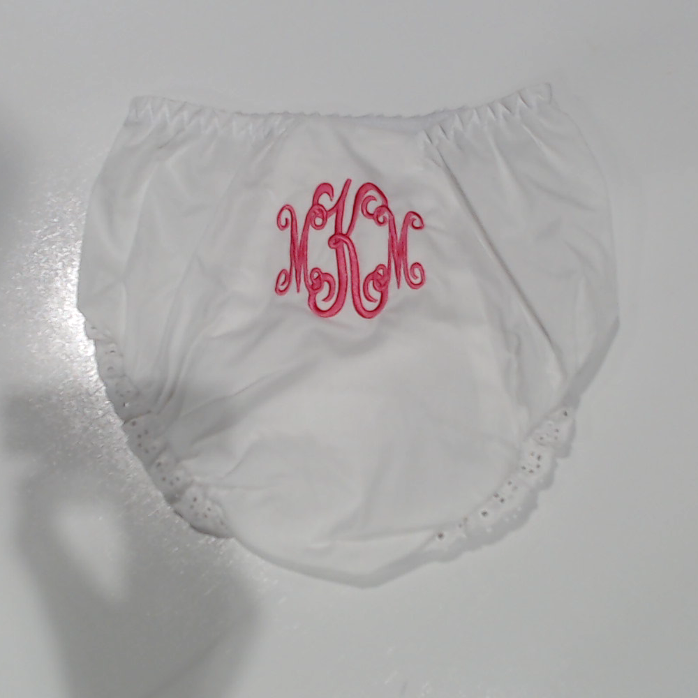 BLOOPER KIDS: Monogrammed White Eyelet Baby Bloomers