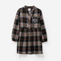 monogrammed plaid dress in autumn twilight plaid