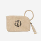 Monogrammed Wristlet Clutch | Taupe