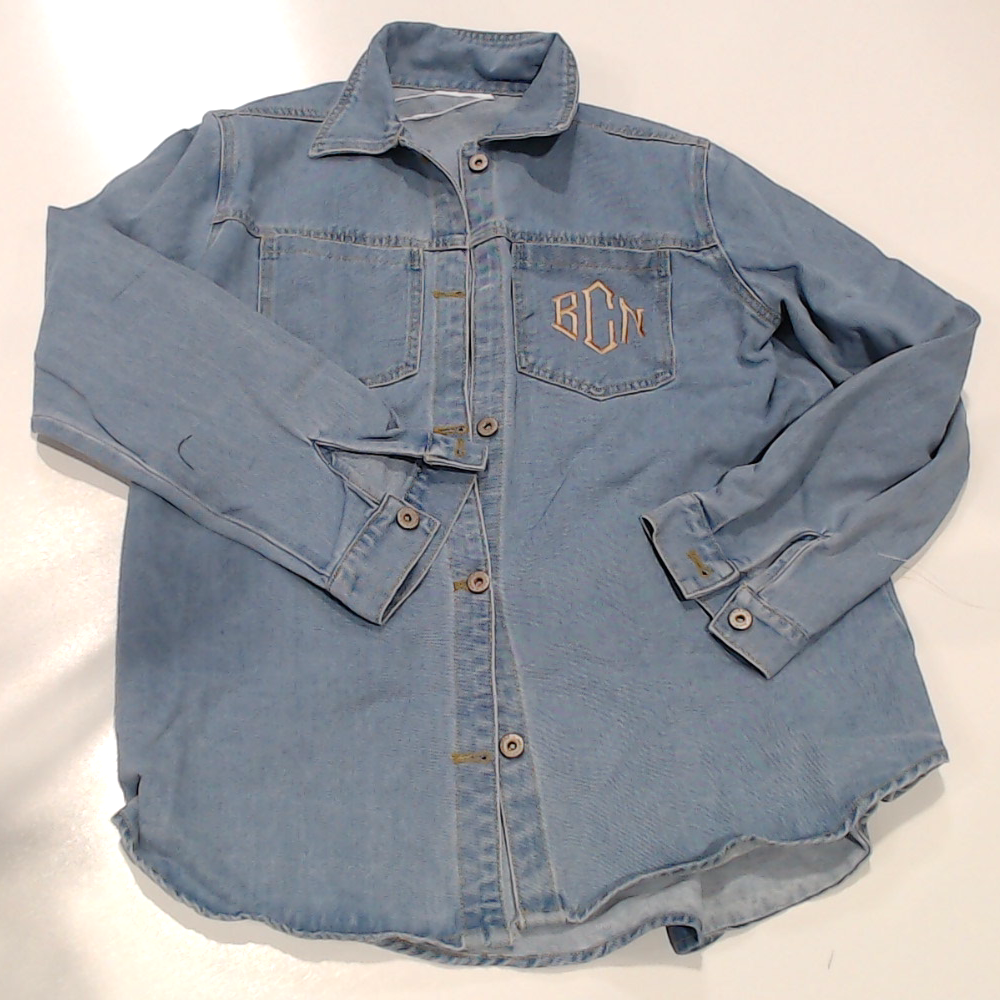 BLOOPER CLOTHING: Monogrammed Denim Shacket