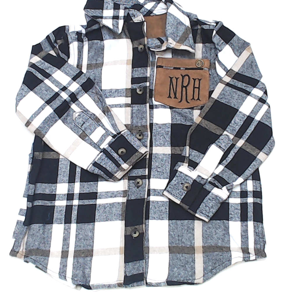 BLOOPER KIDS: Monogrammed Kids Plaid Layering Tunic