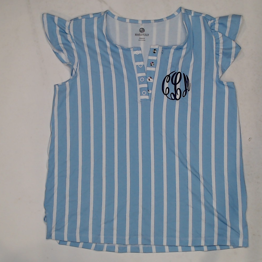 BLOOPER CLOTHING: Monogrammed Ruffle Pajama Top