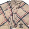 BLOOPER CLOTHING: Monogrammed Plaid Cowl Neck Poncho