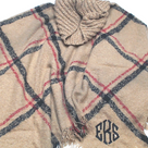 BLOOPER CLOTHING: Monogrammed Plaid Cowl Neck Poncho