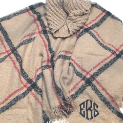BLOOPER CLOTHING: Monogrammed Plaid Cowl Neck Poncho
