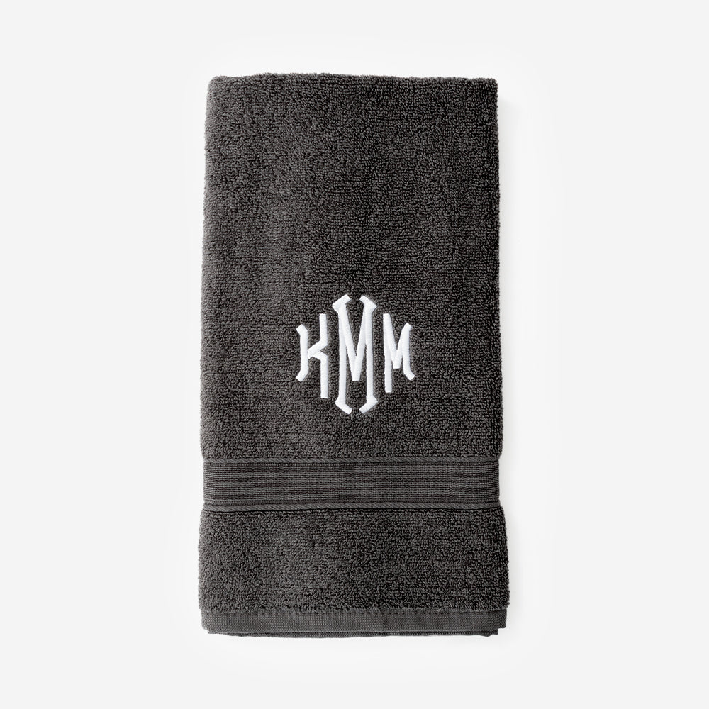 Monogrammed Hand Towel in Charcoal