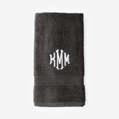 Monogrammed Hand Towel in Charcoal