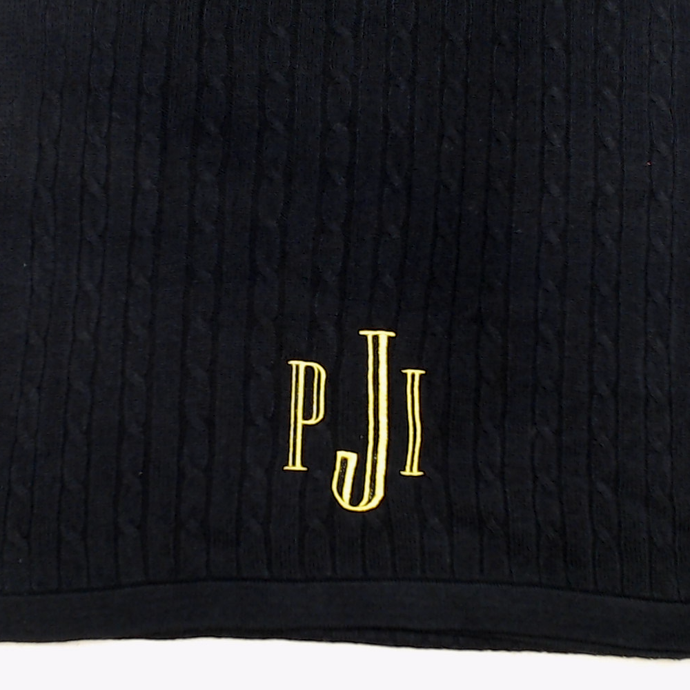 BLOOPER CLOTHING: Monogrammed Cable Knit Scarf