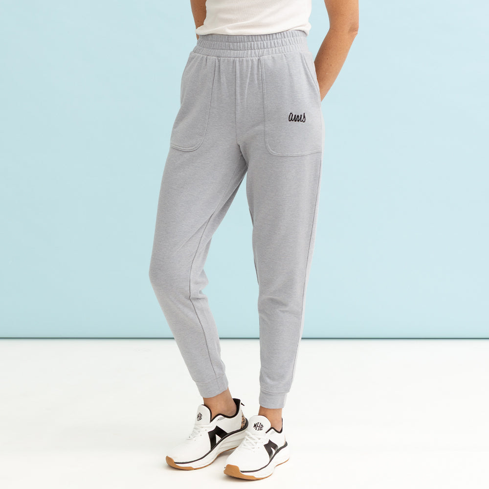 monogrammed sweatshirt joggers in heathered grey