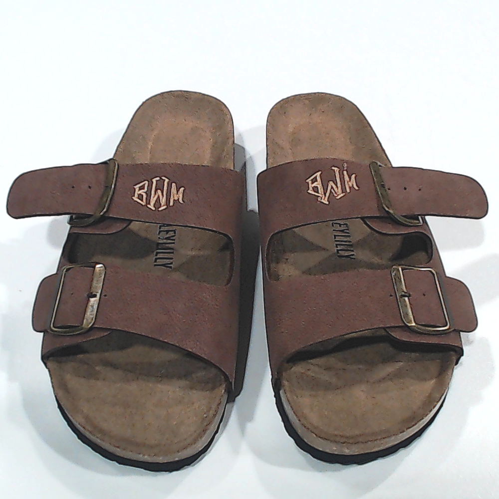 BLOOPER SHOES: Monogrammed Double Strap Sandals