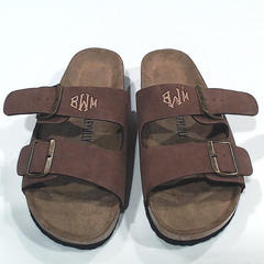 BLOOPER SHOES: Monogrammed Double Strap Sandals