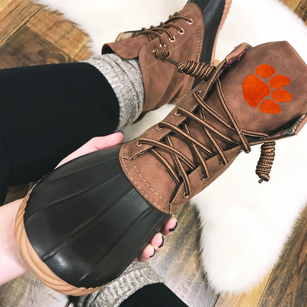 clemson duck boot selfie with duck boot socks