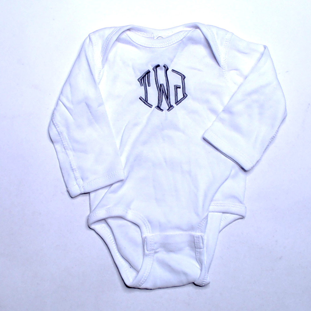 BLOOPER KIDS: Monogrammed Baby Long Sleeve Bodysuit