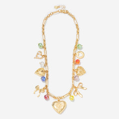 Beaded Charm Necklace in Gold