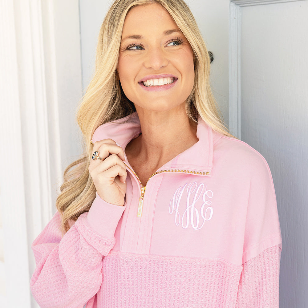 Personalized Waffle Knit Pullover | Marleylilly Personalized Waffle Knit Pullover | Marleylilly