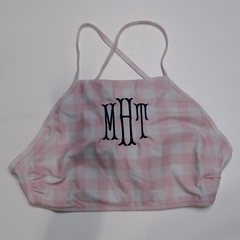 BLOOPER SWIM: Monogrammed High Neck Bikini Top