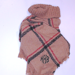 BLOOPER CLOTHING: Monogrammed Plaid Cowl Neck Poncho
