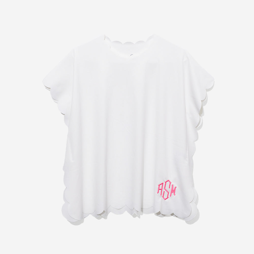 Monogrammed Girls Scalloped Cover Up in White