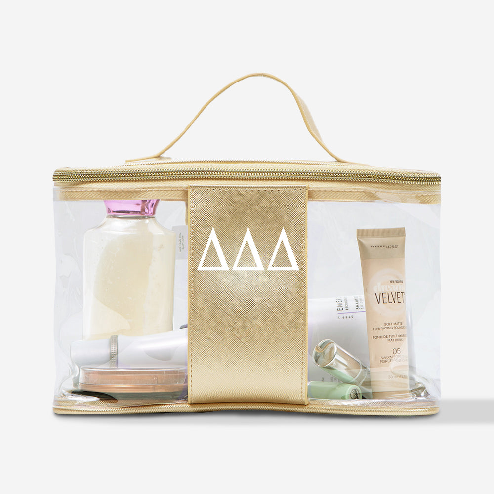 Delta Delta Delta Clear Train Case | Monogrammed Sorority Travel Bag