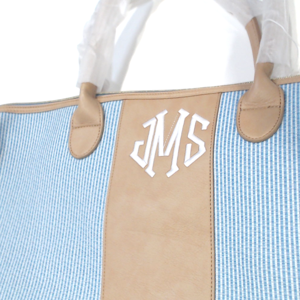 BLOOPER BAG: Monogrammed Seersucker Weekender - Promotional