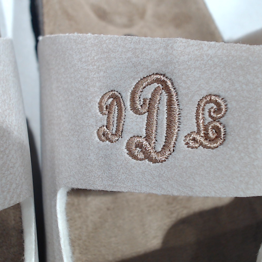 BLOOPER SHOES: Monogrammed Double Strap Sandals