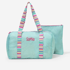 monogrammed kids activity bag in mint